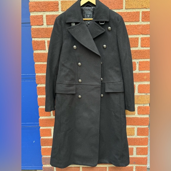 Guess long heavy overcoat in size S and black - Picture 2 of 13
